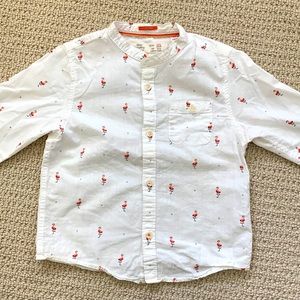 Zara Collarless Flamingo Shirt Size 3/4